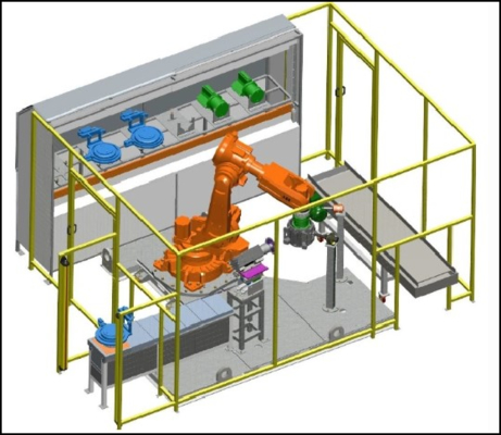 kopen Robots uitgerust met gereedschap zoals vijlen voor het ontbramen van aluminiumlegering gietstukken zoals motorhuizen en ventilatorbehuizingen online vervaardiging